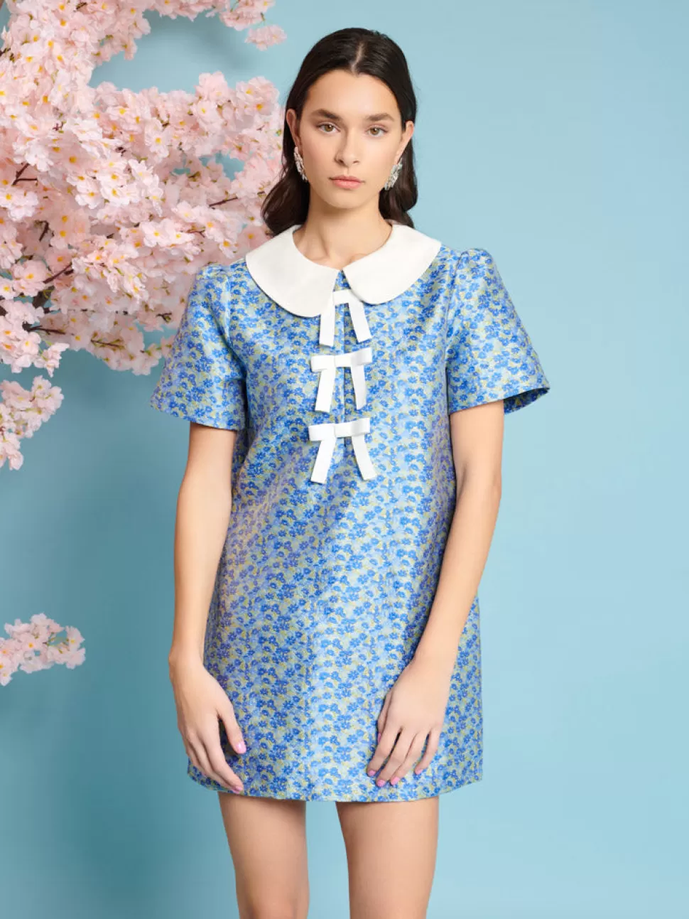 Dresses | Sister Jane Azure Jacquard Mini Dress Indigo Blue