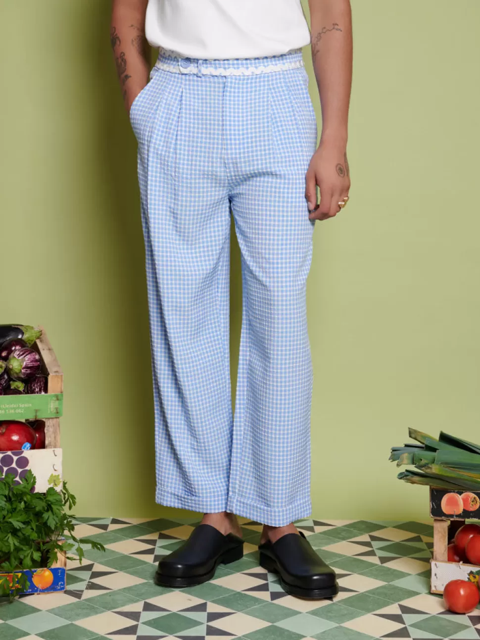 Trousers | Sister Jane Bruno Gingham Trousers Gingham Blue