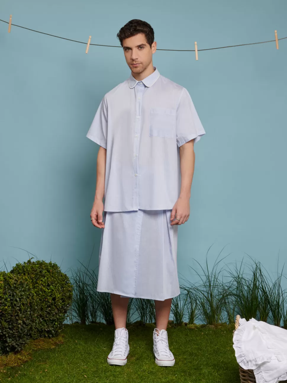 Shirts | Sister Jane Cameron Pinstripe Boxy Shirt Baby Blue Stripes