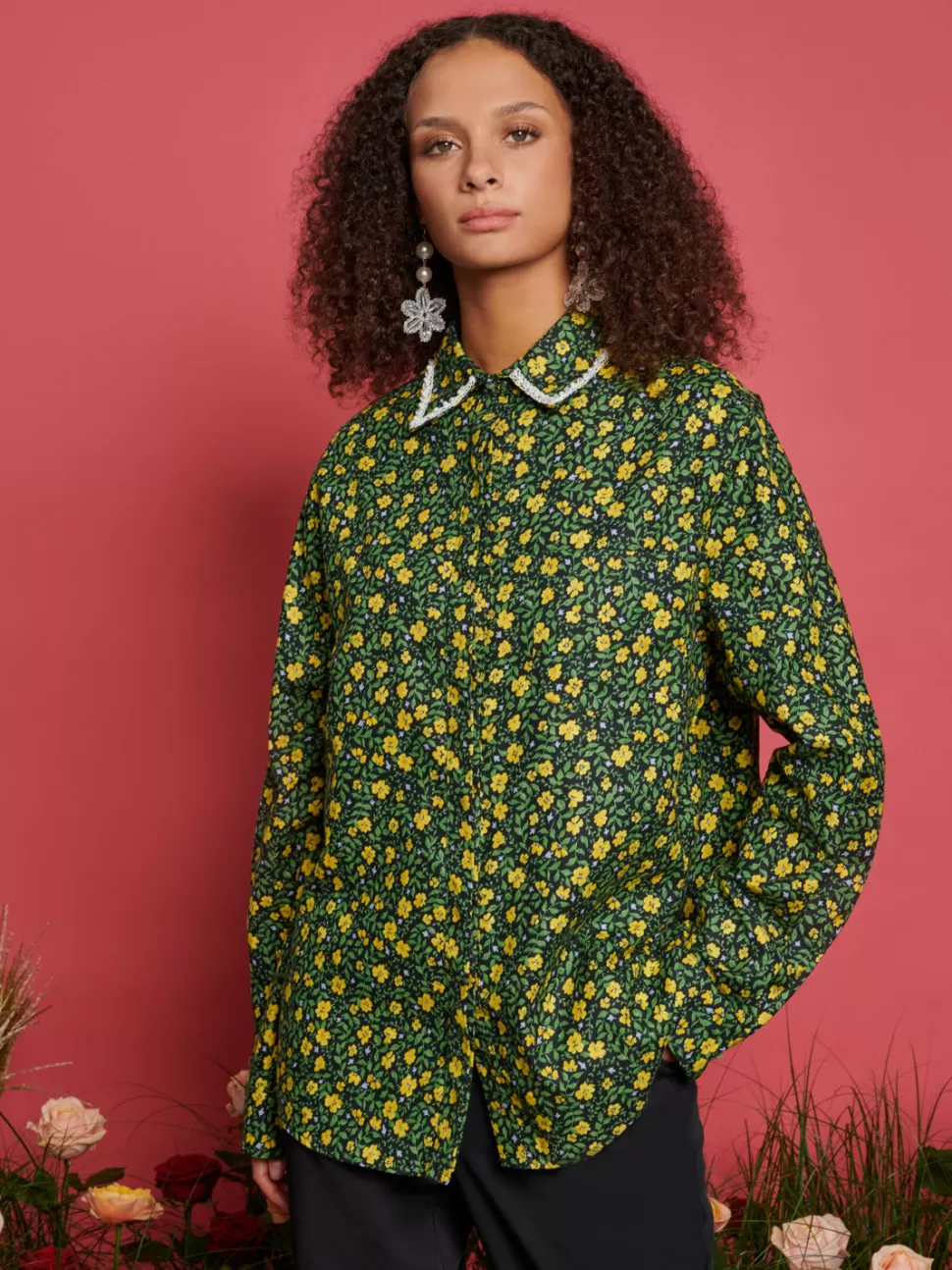 Tops | Sister Jane Canter Floral Embellished Shirt Black