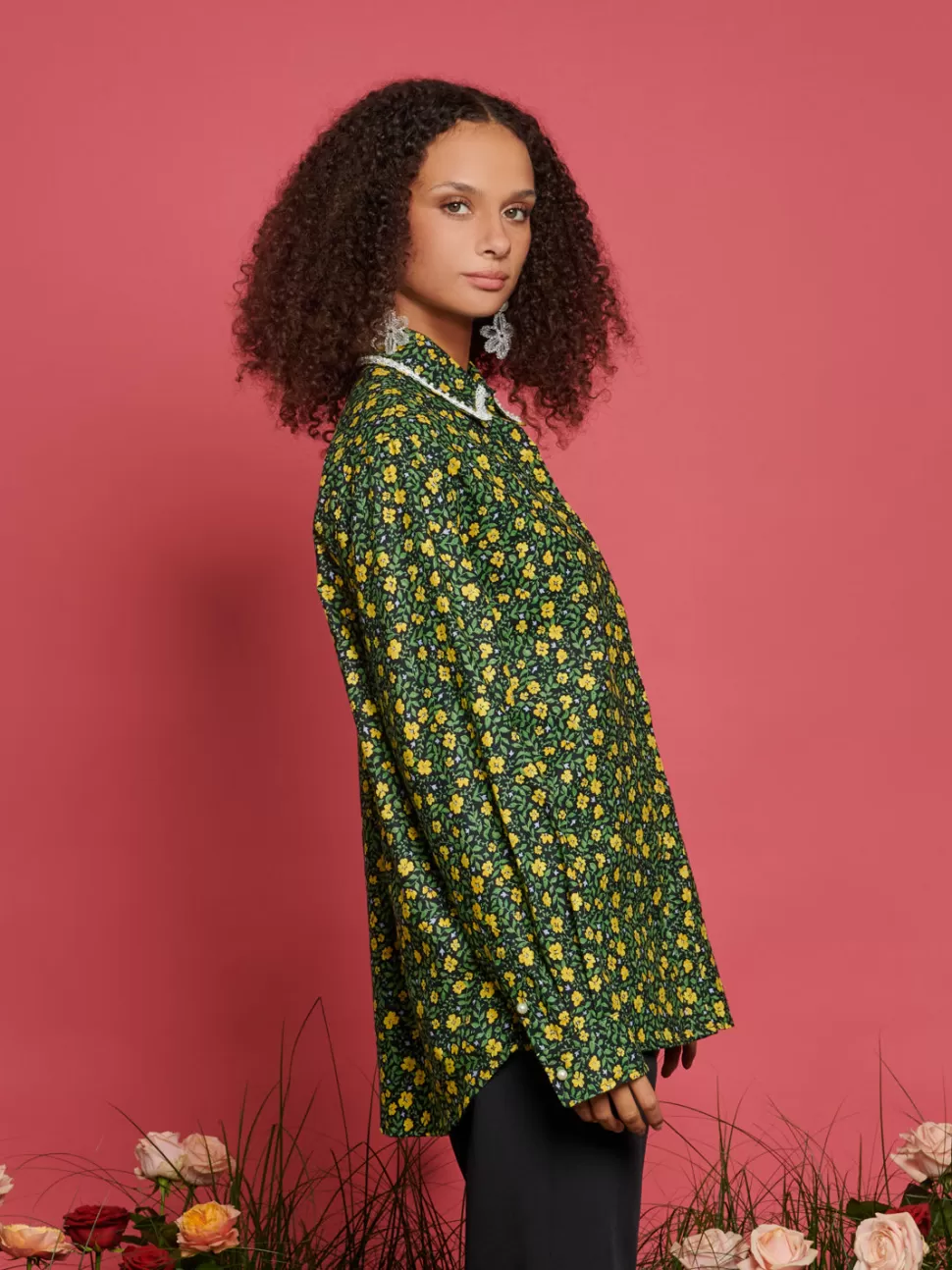 Tops | Sister Jane Canter Floral Embellished Shirt Black