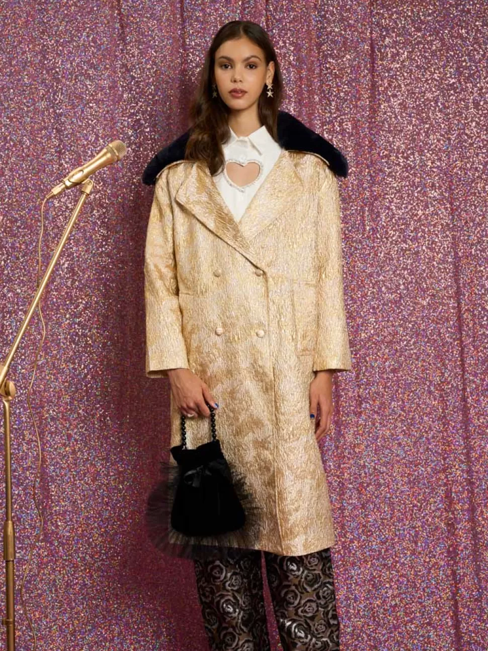 Jackets | Sister Jane Cassandra Jacquard Coat Yellow Gold