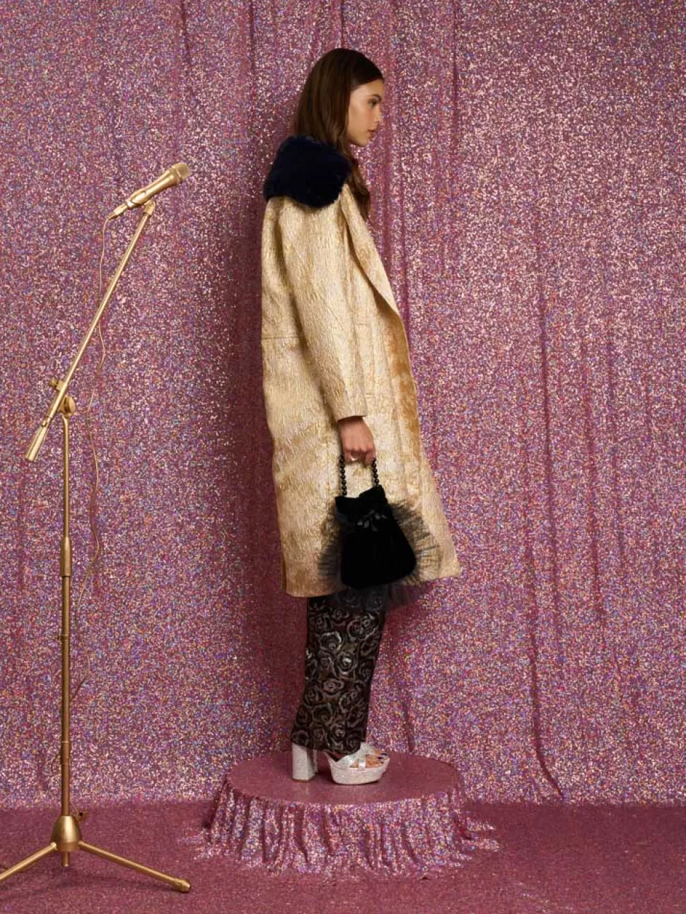 Jackets | Sister Jane Cassandra Jacquard Coat Yellow Gold