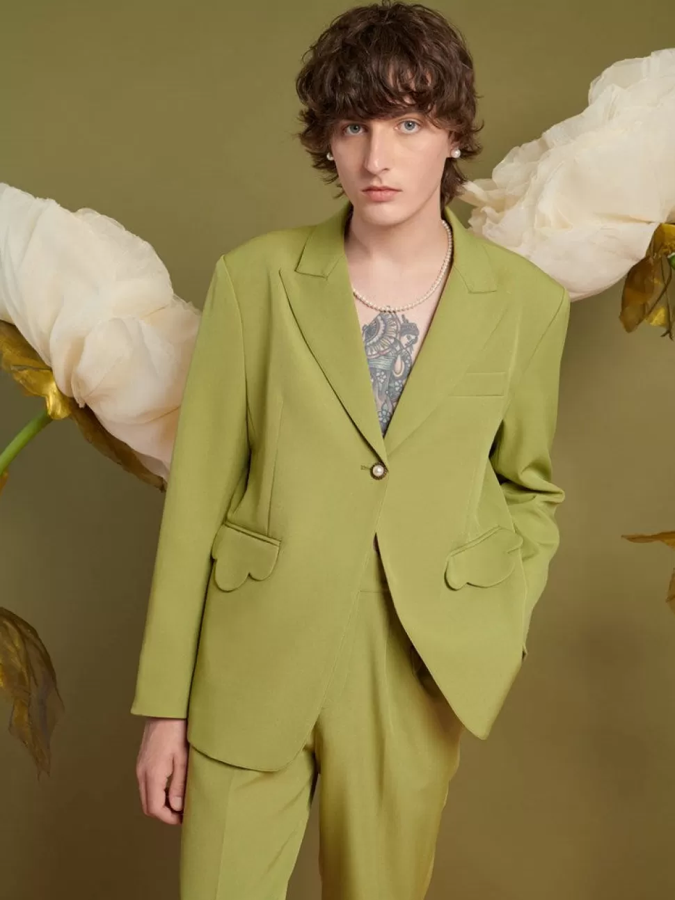 Jackets | Jackets | Sister Jane Clover Scallop Detail Blazer Lentil Sprout