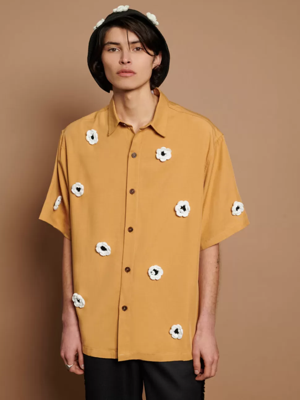Shirts | Sister Jane Coast Crochet Boxy Shirt Mustard Yellow