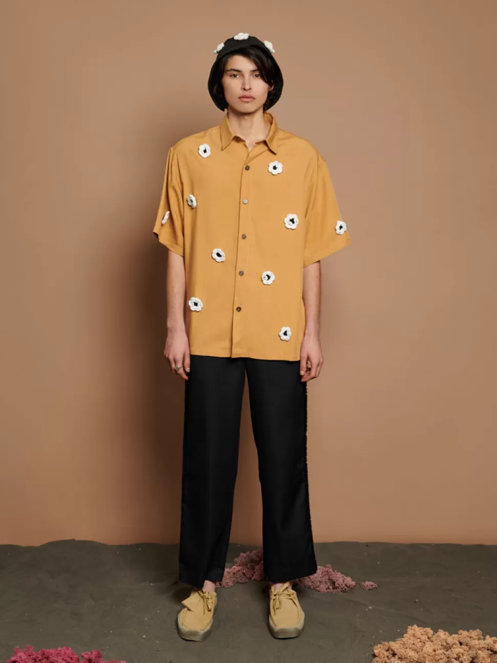 Shirts | Sister Jane Coast Crochet Boxy Shirt Mustard Yellow