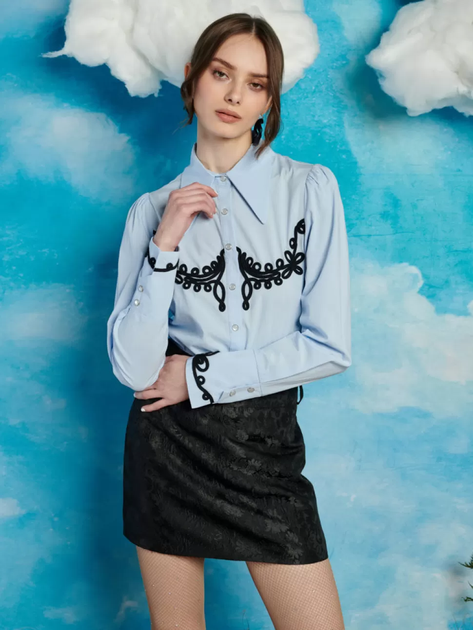 Tops | Sister Jane Cody Cording Shirt Baby Blue