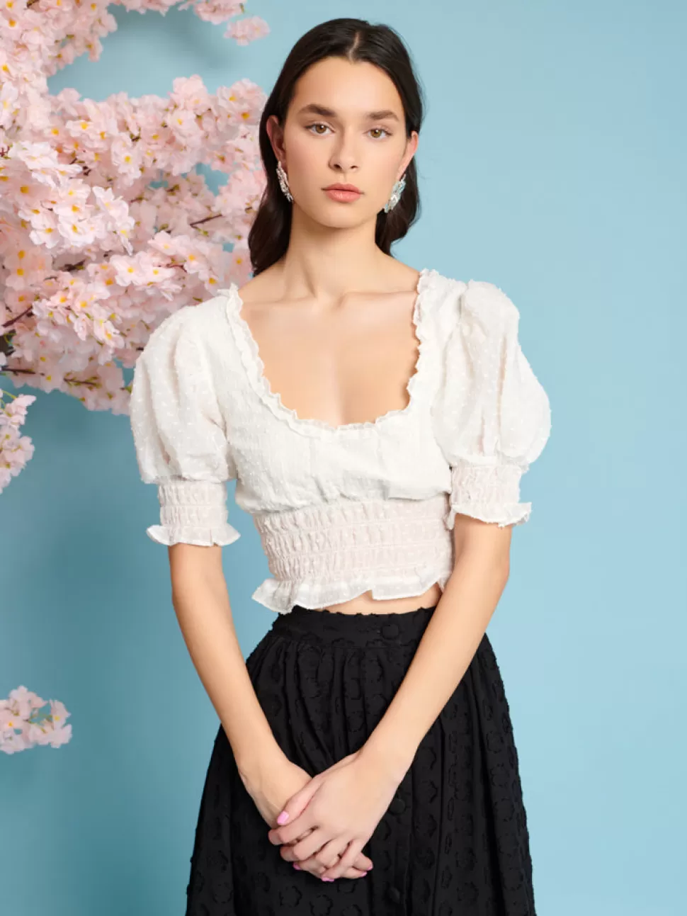 Tops | Sister Jane Corolla Bow Crop Top Pearled Ivory