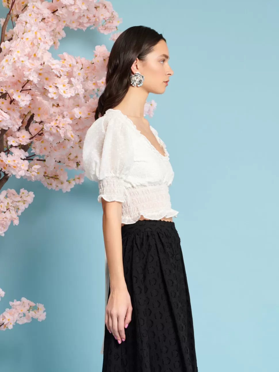 Tops | Sister Jane Corolla Bow Crop Top Pearled Ivory