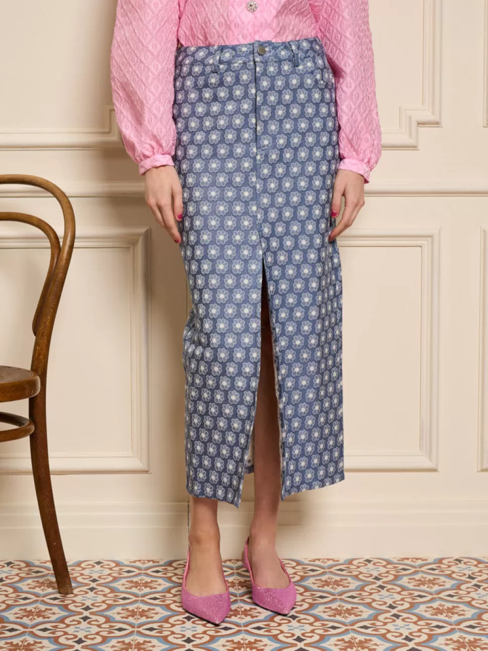 Bottoms | Sister Jane Daisy Denim Midi Skirt Captain blue
