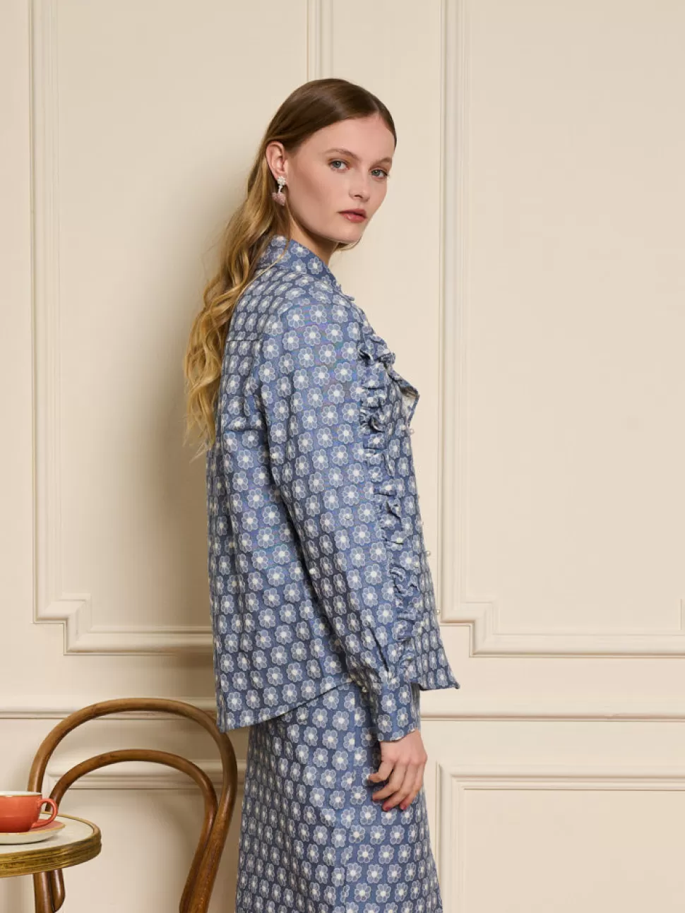 Tops | Sister Jane Daisy Denim Pearl Shirt Captain blue