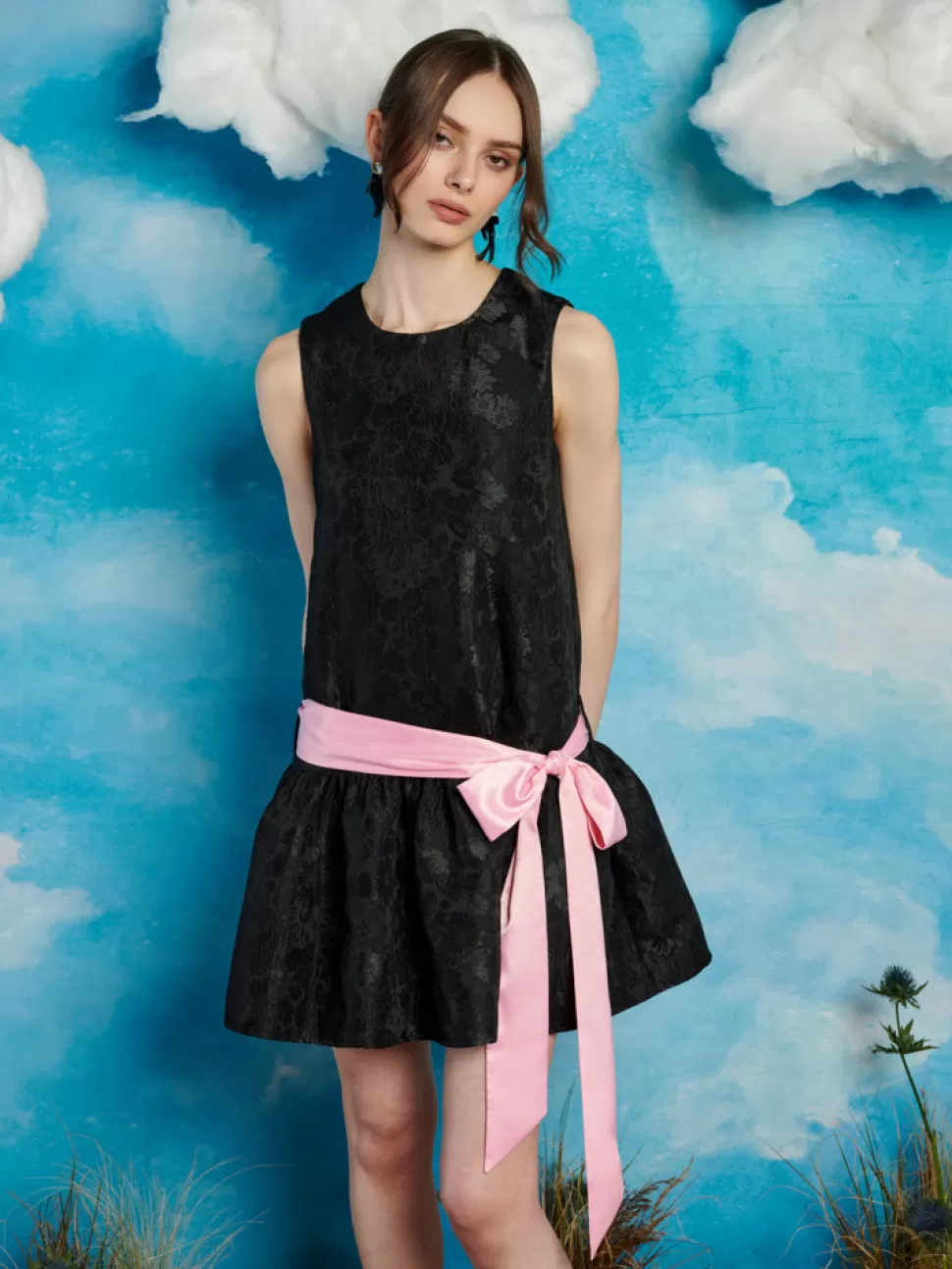 Dresses | Sister Jane Darling Jacquard Mini Dress Coal Black