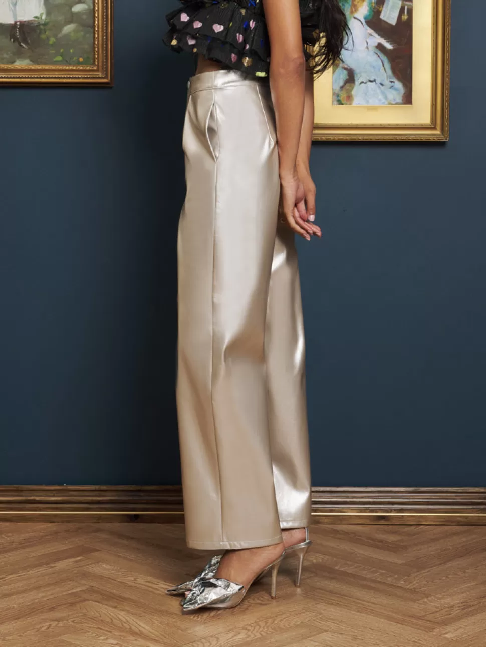 Bottoms | Sister Jane Deco Metallic Trousers Soft Silver