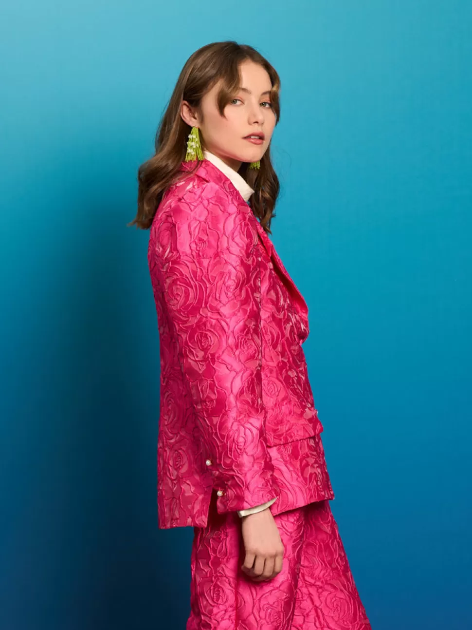 Jackets | Sister Jane Dia Rose Jacquard Blazer Hot Pink