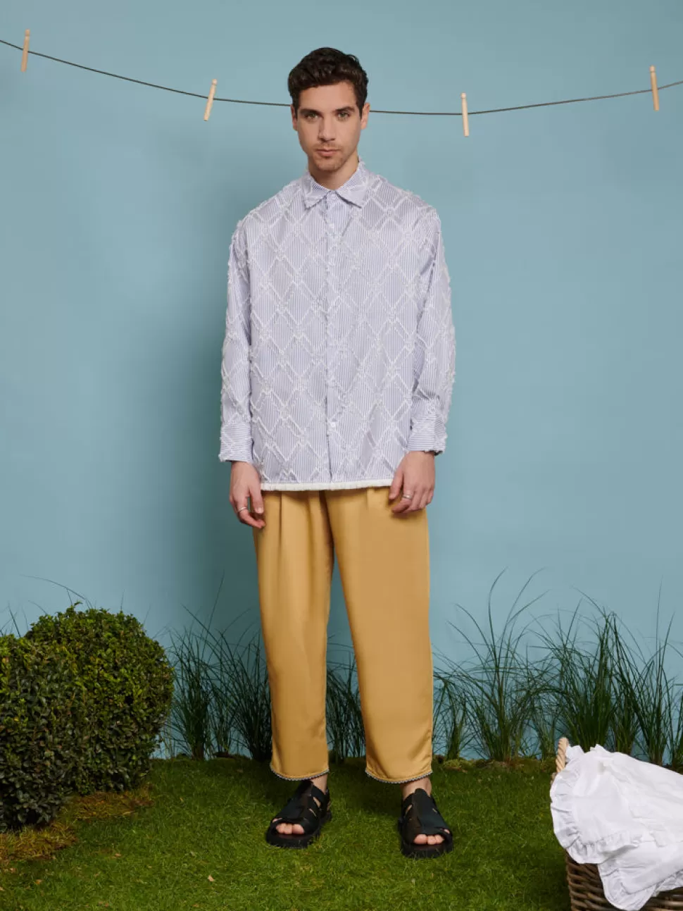 Shirts | Sister Jane Dorie Fray Diamond Overshirt Pale Blue