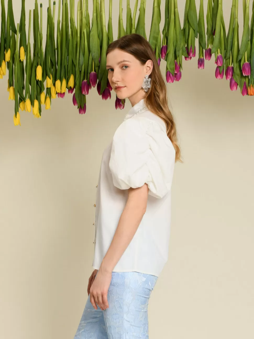 Tops | Dream | Sister Jane DREAM Arabella Bead Collar Shirt Pearled Ivory