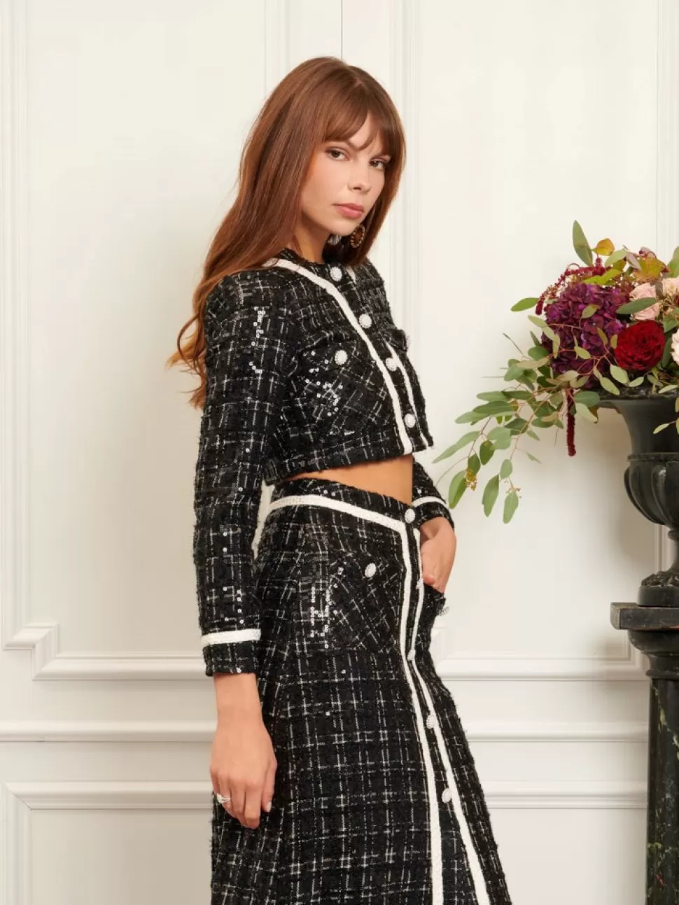 Jackets | Dream | Sister Jane DREAM Belle Tweed Cropped Jacket Black/Cream
