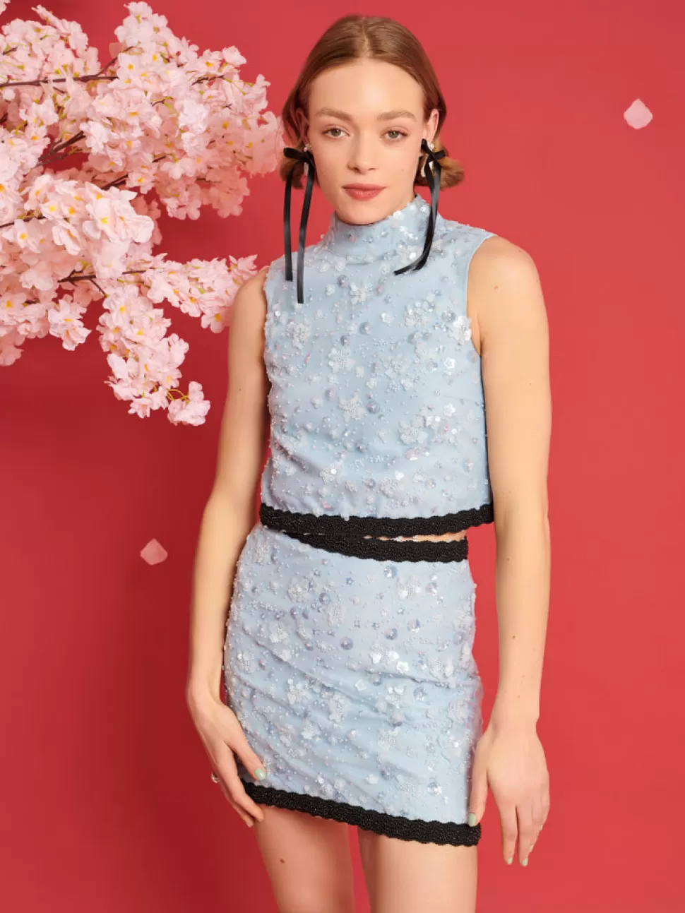 Tops | Dream | Sister Jane DREAM Blossom Bead Cropped Top Pastel Blue