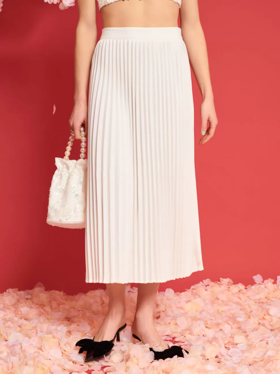 Bottoms | Dream | Sister Jane DREAM Carolina Pleated Midi Skirt Pearled Ivory