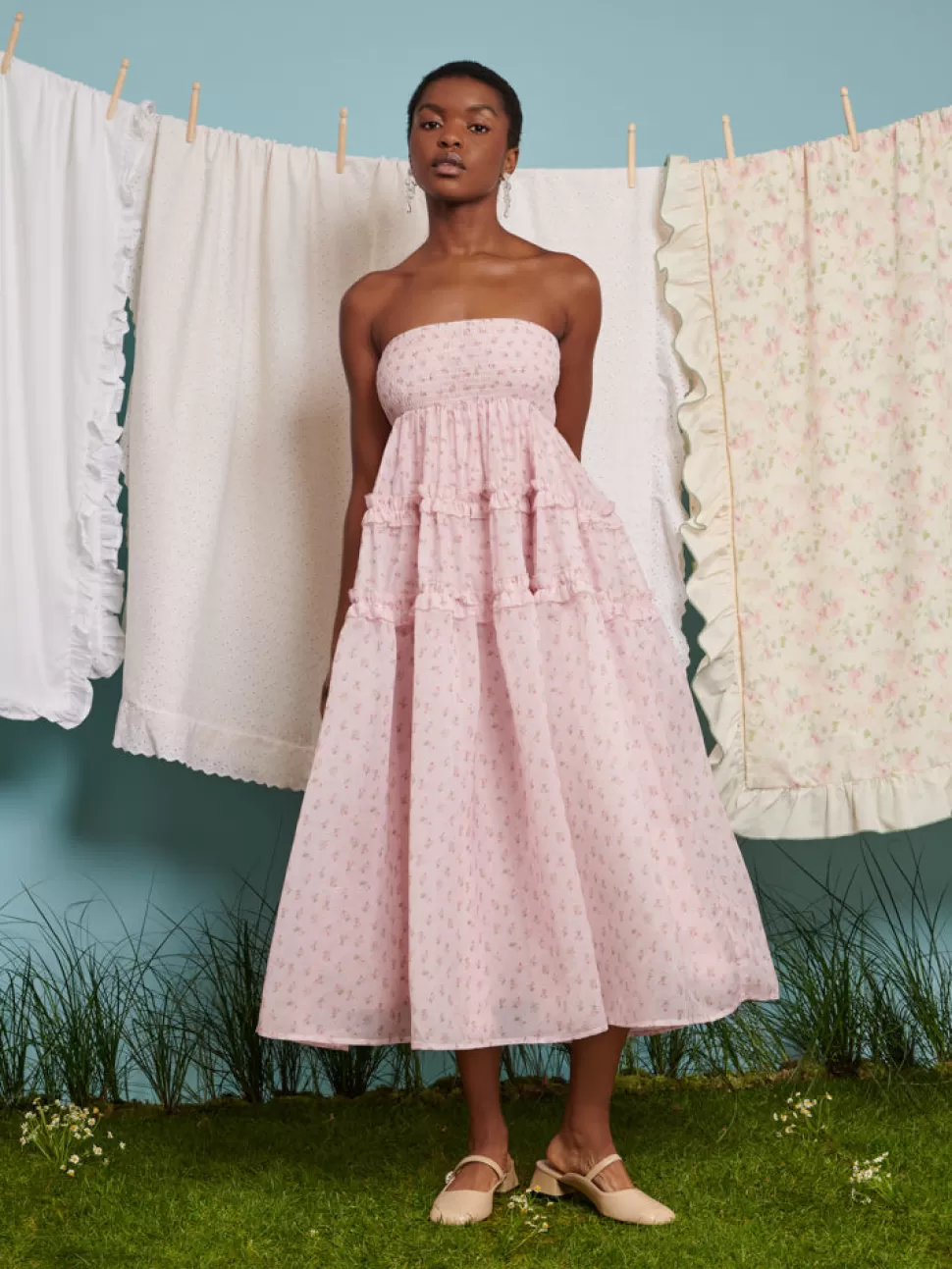 Dresses | Dream | Sister Jane DREAM Celandine Ditsy Bandeau Dress Baby Pink Ditsy