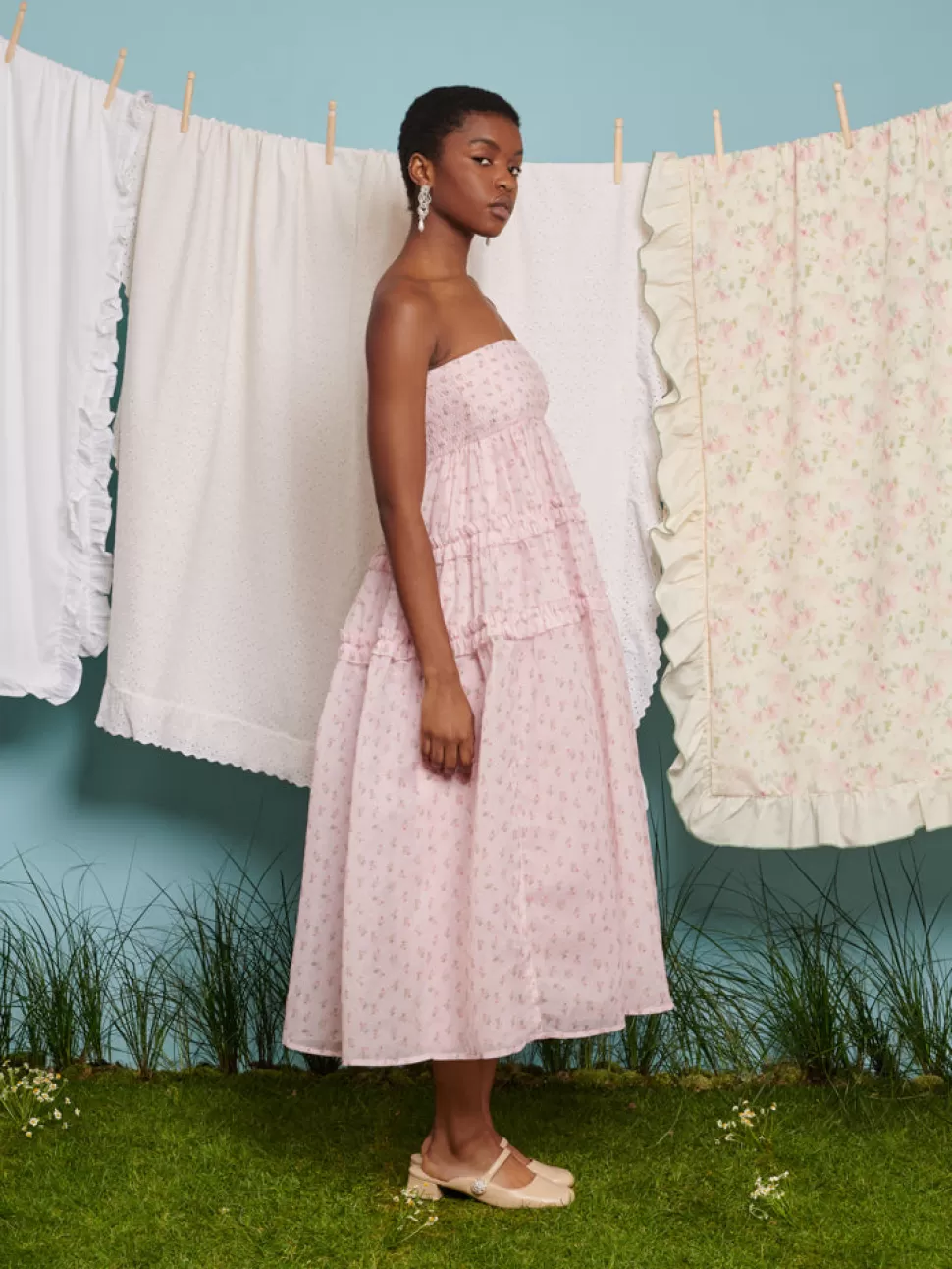 Dresses | Dream | Sister Jane DREAM Celandine Ditsy Bandeau Dress Baby Pink Ditsy