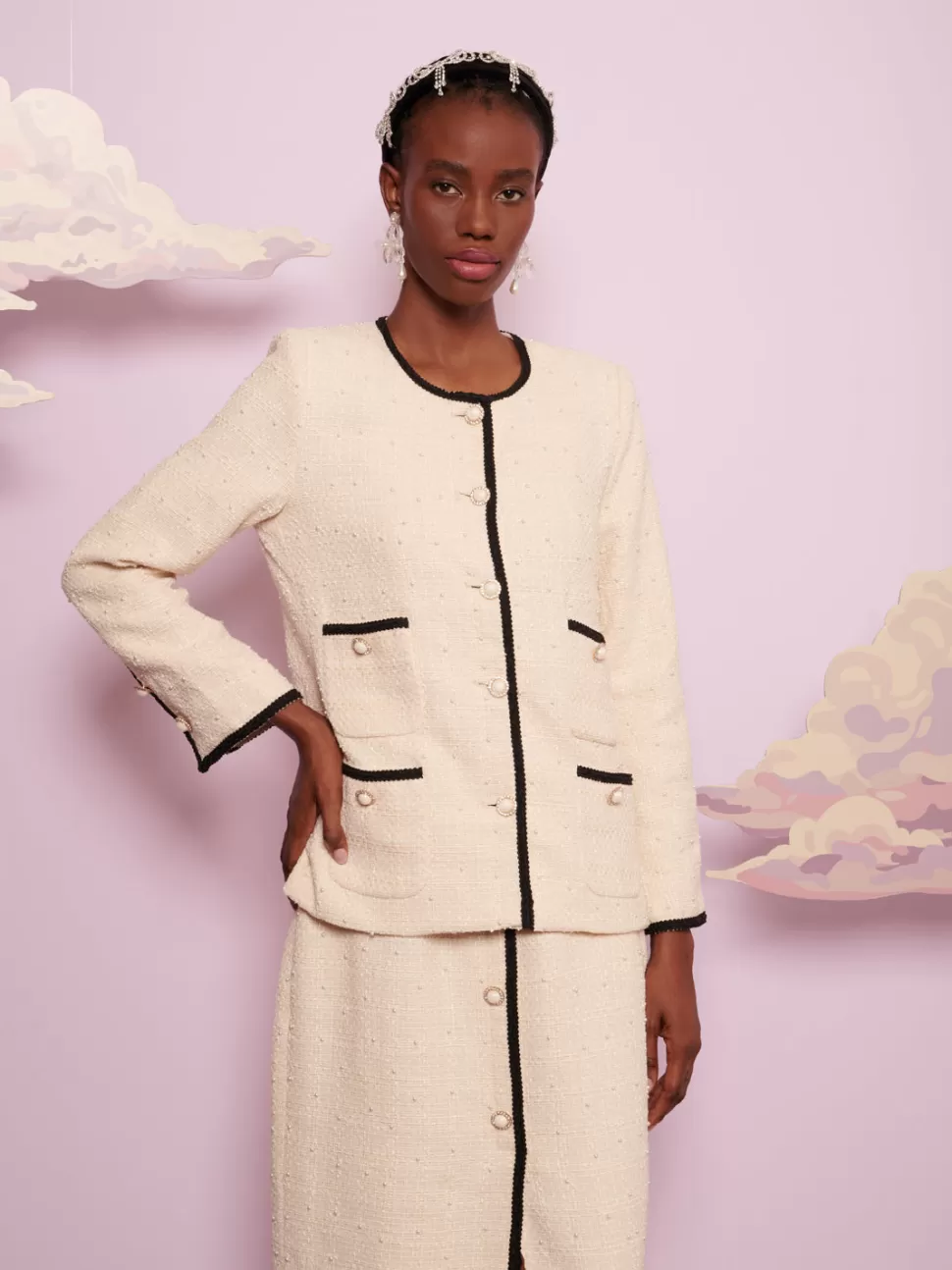 Jackets | Dream | Sister Jane DREAM Clara Pearl Tweed Jacket Cream