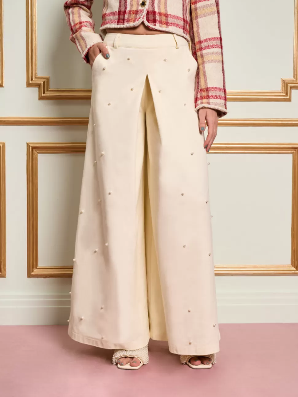 Bottoms | Dream | Sister Jane DREAM Creme Pearl Maxi Trousers Ivory Cream
