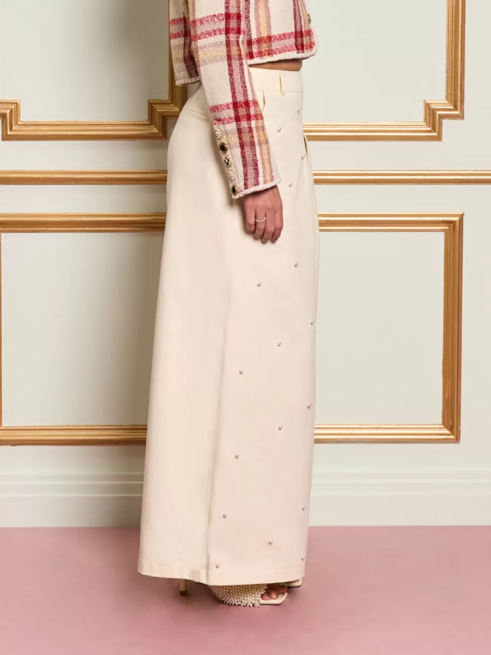 Bottoms | Dream | Sister Jane DREAM Creme Pearl Maxi Trousers Ivory Cream