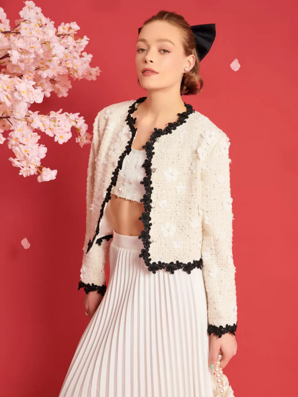 Jackets | Dream | Sister Jane DREAM Enflower Tweed Jacket Whipped Cream