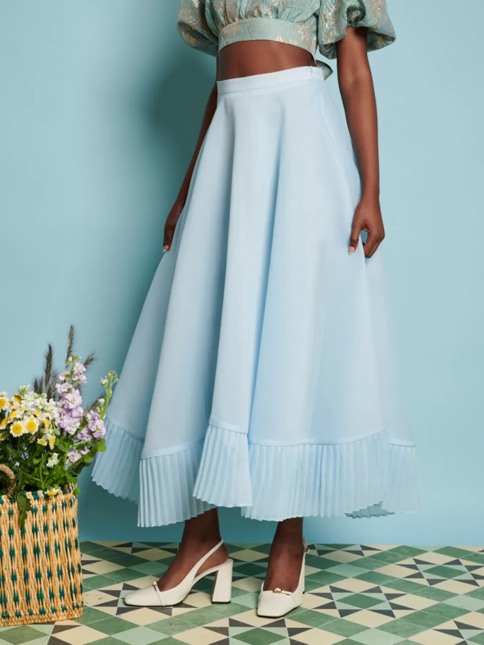 Bottoms | Dream | Sister Jane DREAM Fig Pleat Midi Skirt Pale Blue