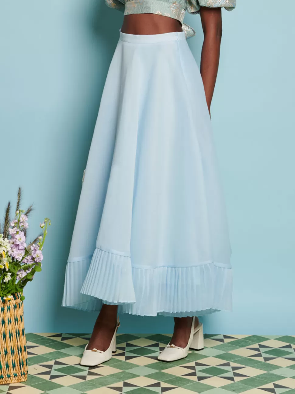 Bottoms | Dream | Sister Jane DREAM Fig Pleat Midi Skirt Pale Blue