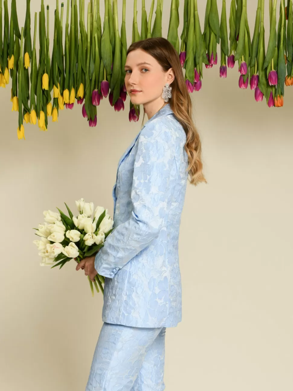 Jackets | Dream | Sister Jane DREAM Fleur Jacquard Embellished Blazer Cornflower Blue