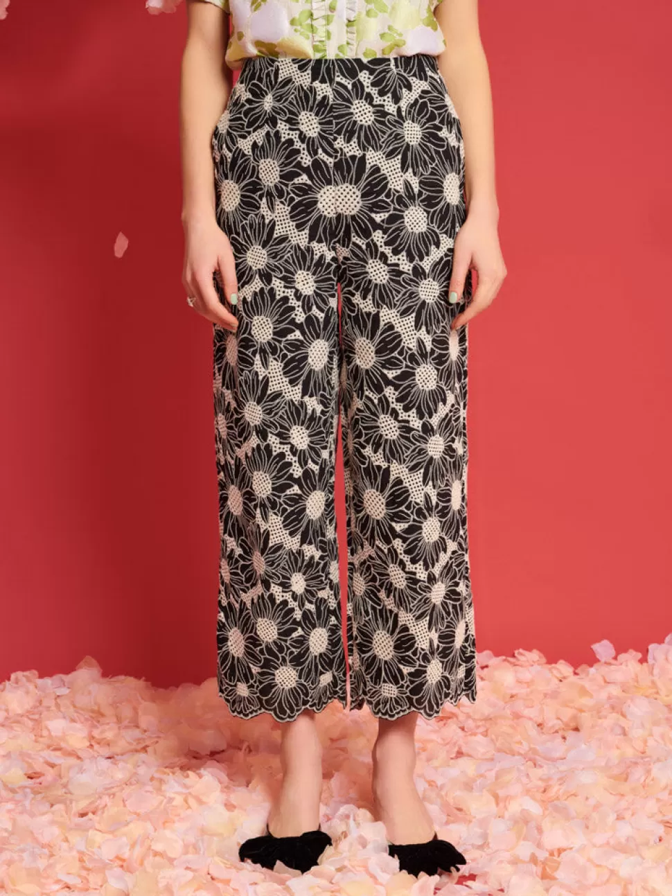 Bottoms | Dream | Sister Jane DREAM Flower Haze Wide Leg Trousers Black And White
