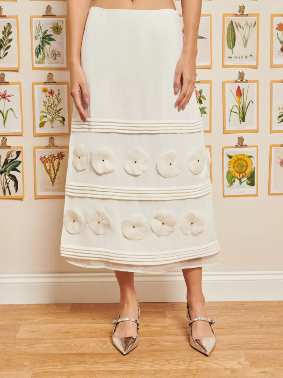 Bottoms | Dream | Sister Jane DREAM Helena Flower Midi Skirt Satin White