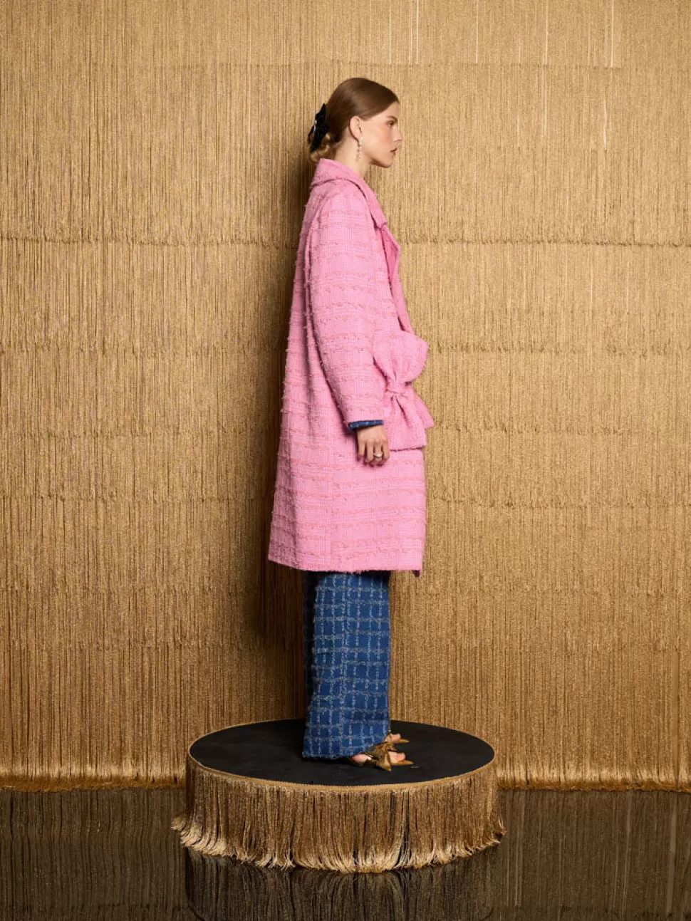 Jackets | Dream | Sister Jane DREAM Joni Tweed Bow Coat Bubblegum Pink