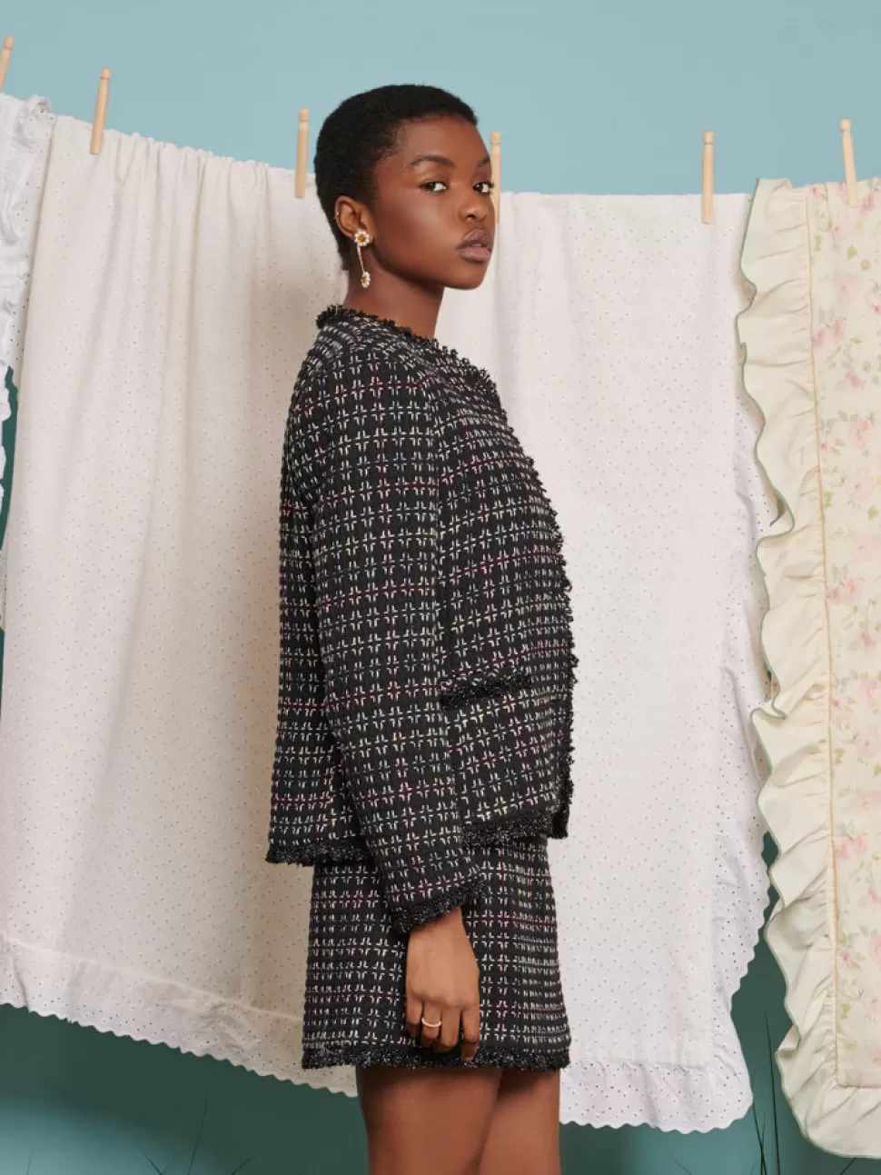 Jackets | Dream | Sister Jane DREAM Lucinda Tweed Jacket Black Rainbow