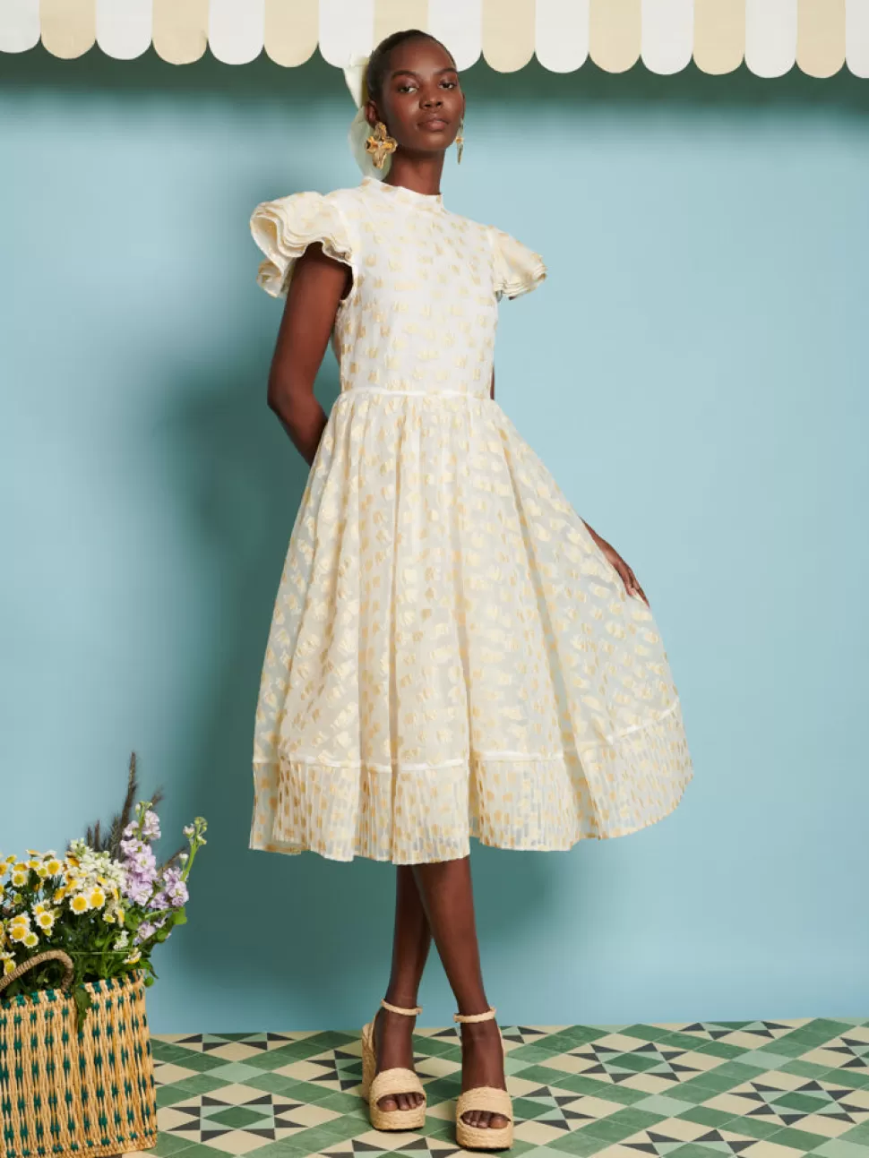Dream | Dresses | Sister Jane DREAM Marigold Jacquard Midi Dress Gold Ivory