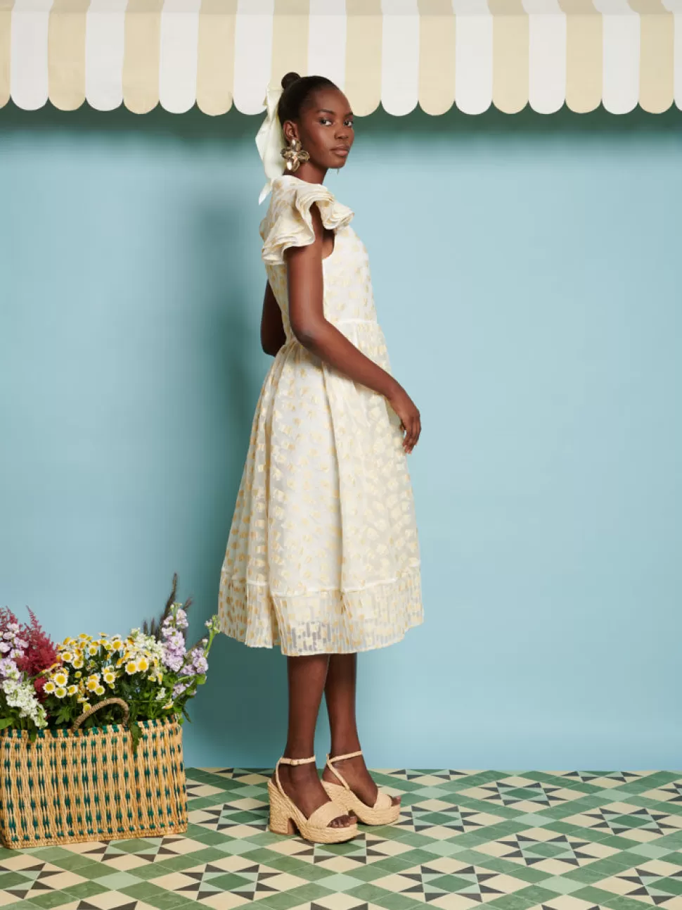 Dream | Dresses | Sister Jane DREAM Marigold Jacquard Midi Dress Gold Ivory