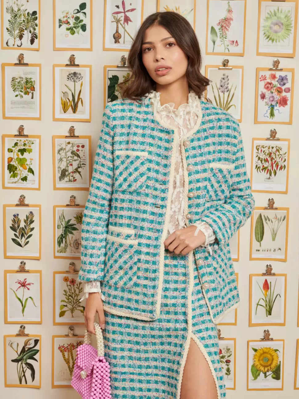 Jackets | Dream | Sister Jane DREAM Novelty Tweed Jacket Turquoise Blue