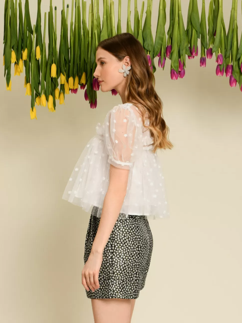 Tops | Dream | Sister Jane DREAM Seed Tulle Top Snow White