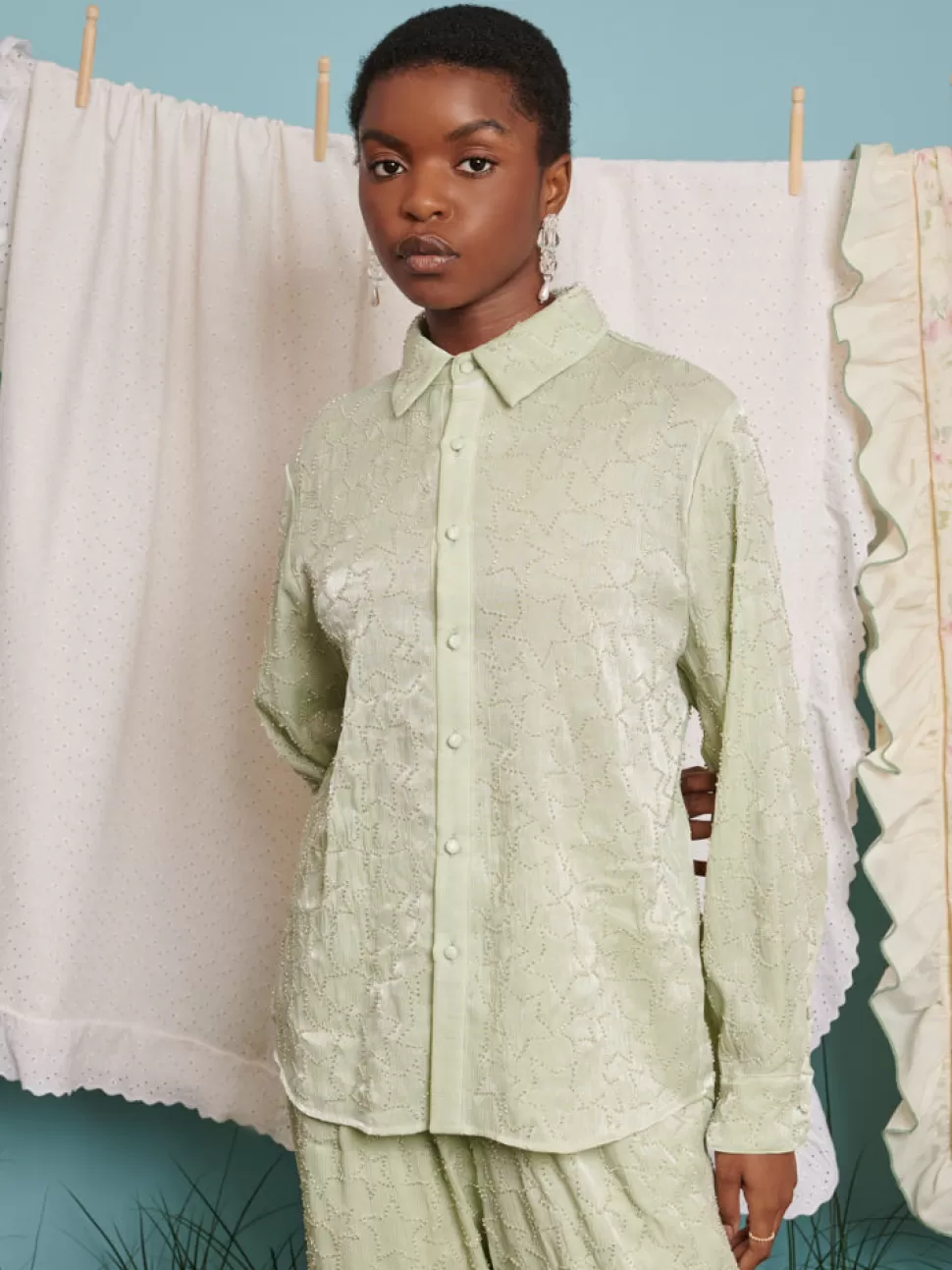 Tops | Dream | Sister Jane DREAM Sugar Star Bead Shirt Sage Green