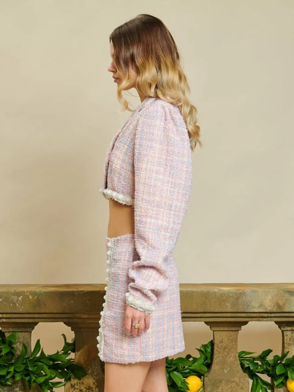 Jackets | Dream | Sister Jane DREAM Sundae Tweed Cropped Blazer Rose Shadow