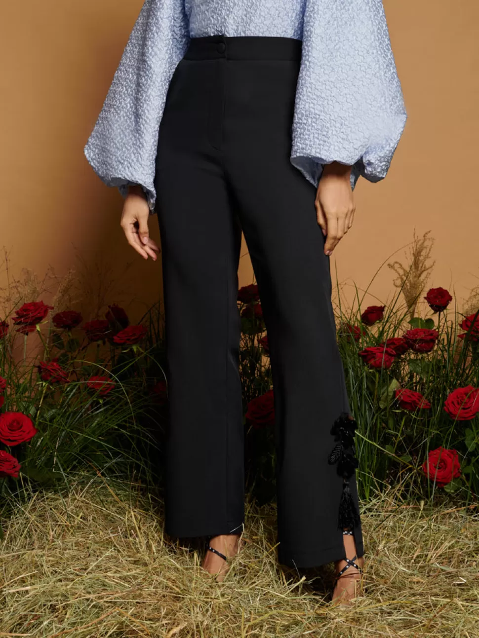 Bottoms | Dream | Sister Jane DREAM Wild Rose Embellished Trousers Black