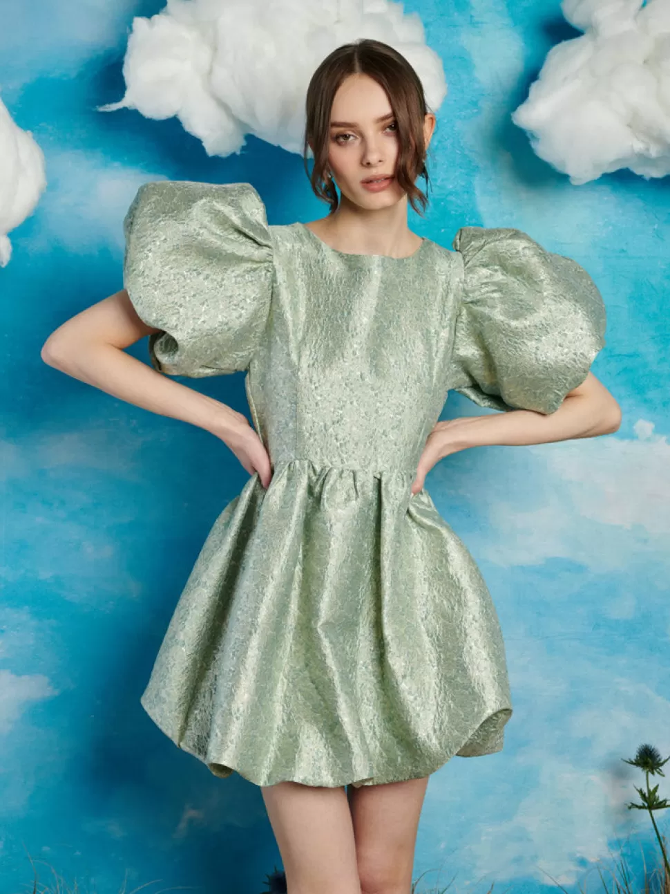 Dresses | Sister Jane Edan Jacquard Mini Dress Sage Green