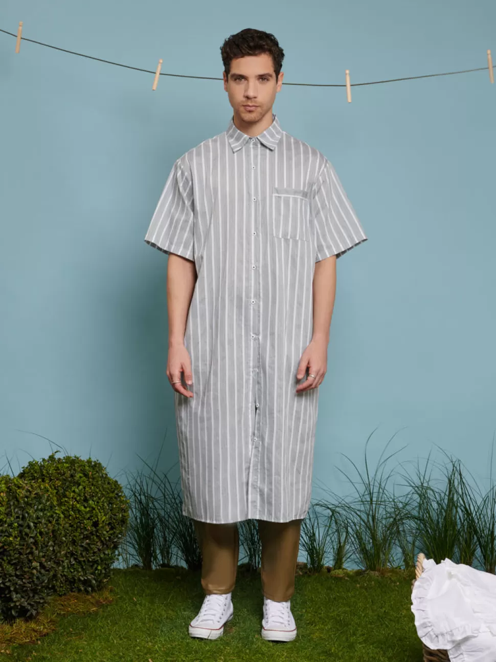 Shirts | Sister Jane Ellis Stripe Tunic Khaki Green Stripes