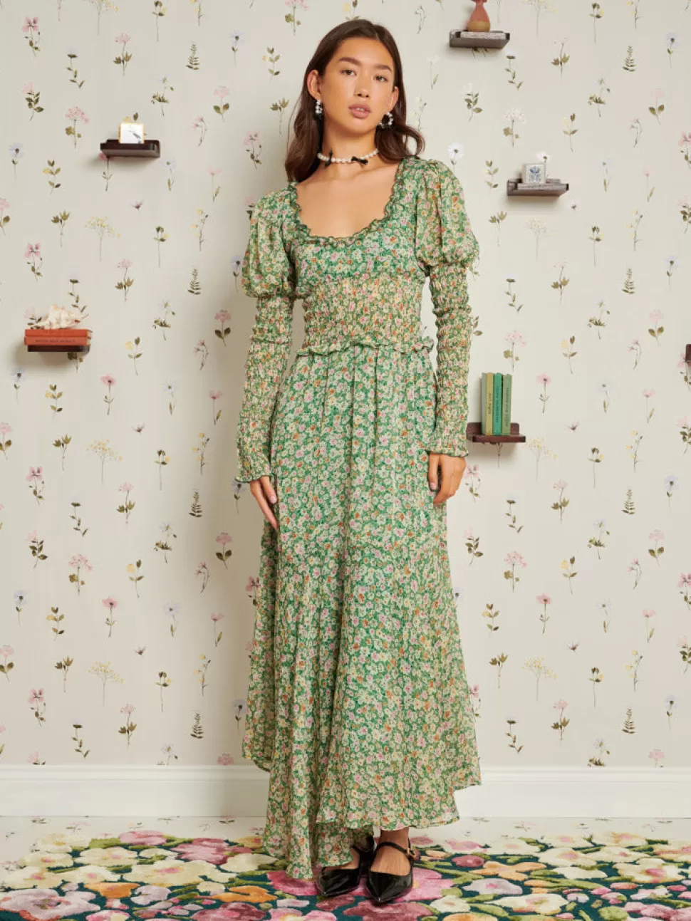 Dresses | Sister Jane Floral Notes Midi Dress Laurel Green