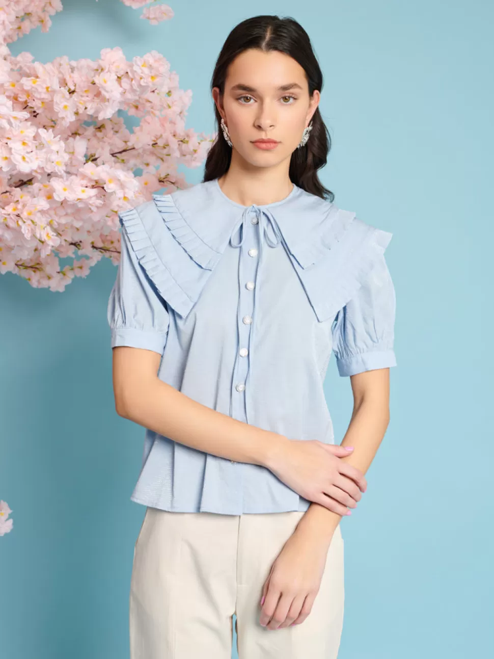 Tops | Sister Jane Flutter Pleat Blouse Cornflower Blue