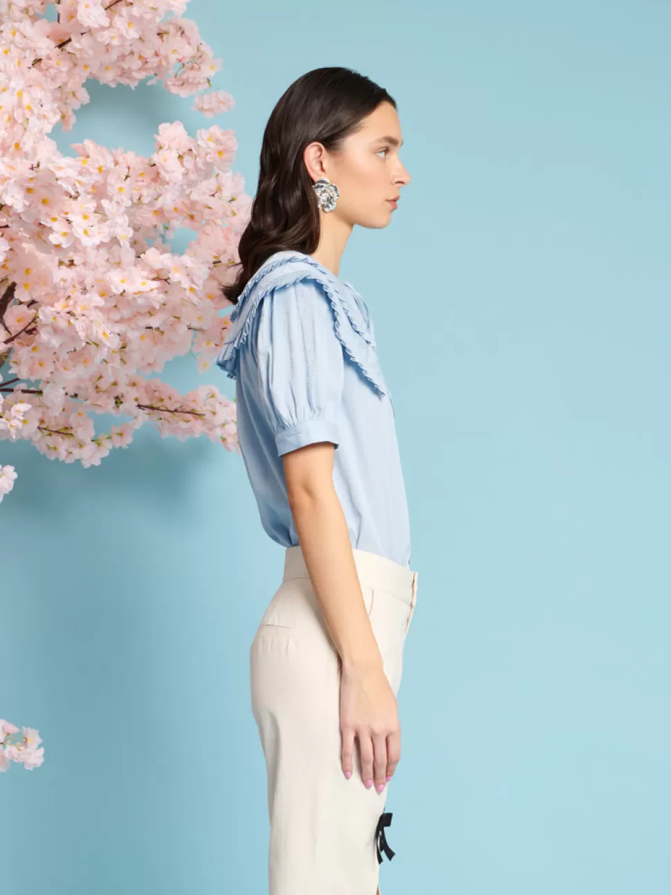 Tops | Sister Jane Flutter Pleat Blouse Cornflower Blue