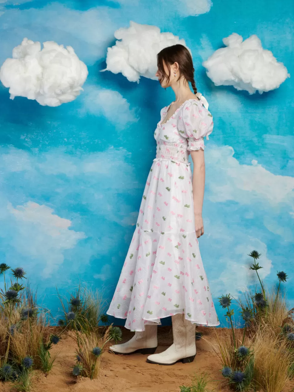 Dresses | Sister Jane Folk Bow Jacquard Dress Pearl White