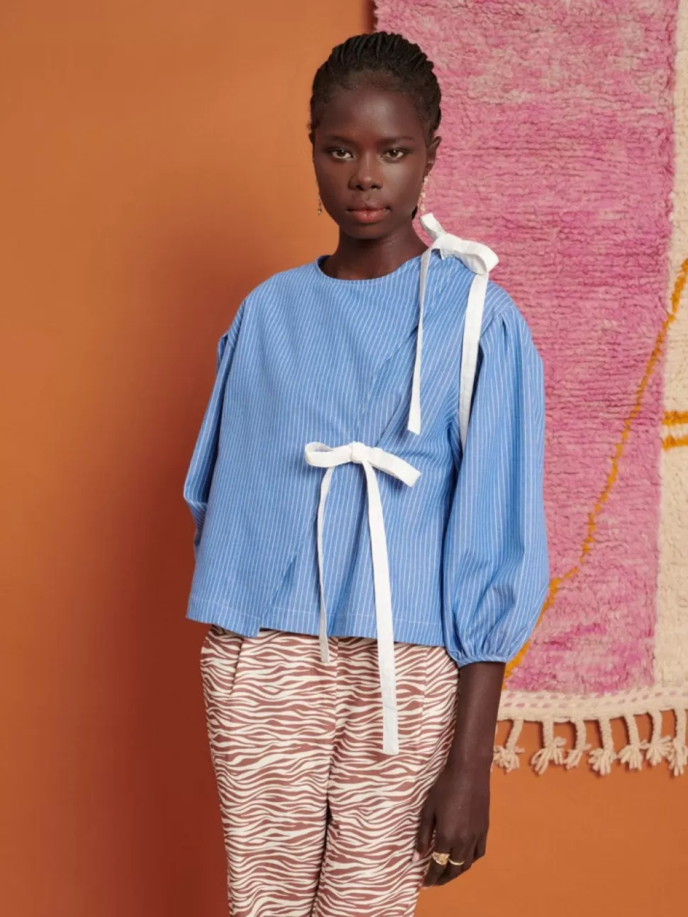 Tops | Ghospell | Sister Jane Ghospell Ace Stripe Wrap Top Indigo Blue